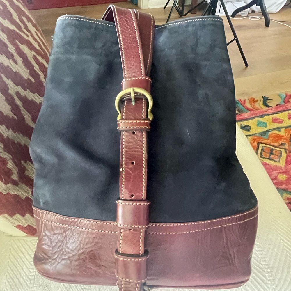 Casa de Polo dark blue suede bucket balloon purse from Argentina shoulder bag